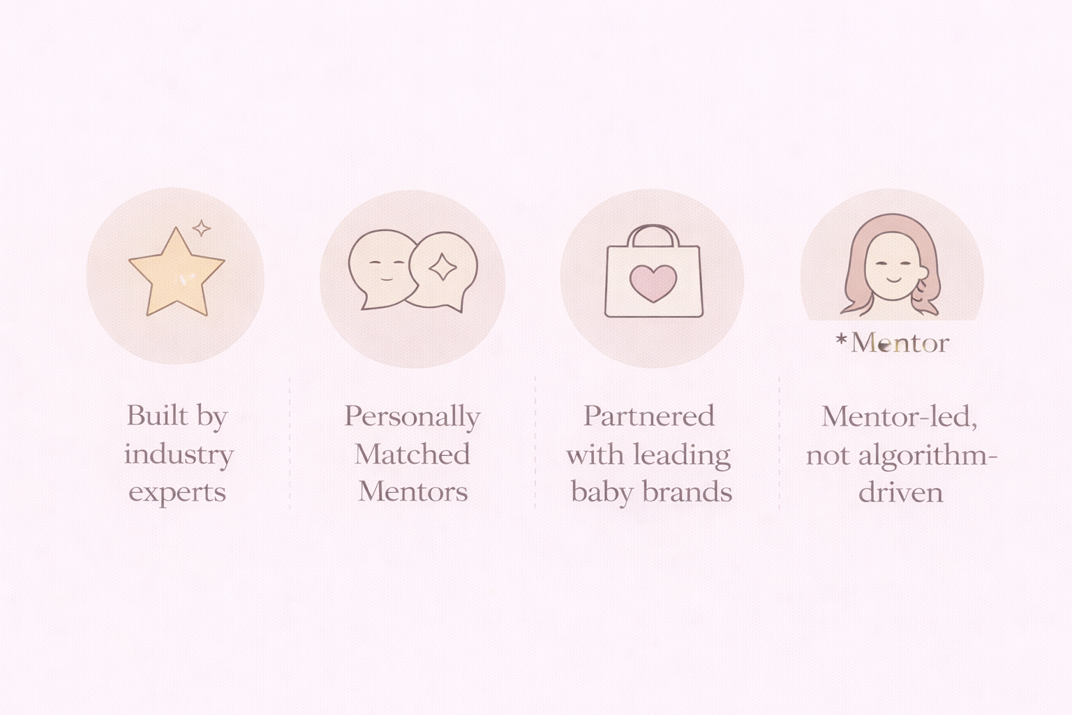 Taylor-Made Baby Co. experience values: expert-built, mentor-led, personally matched